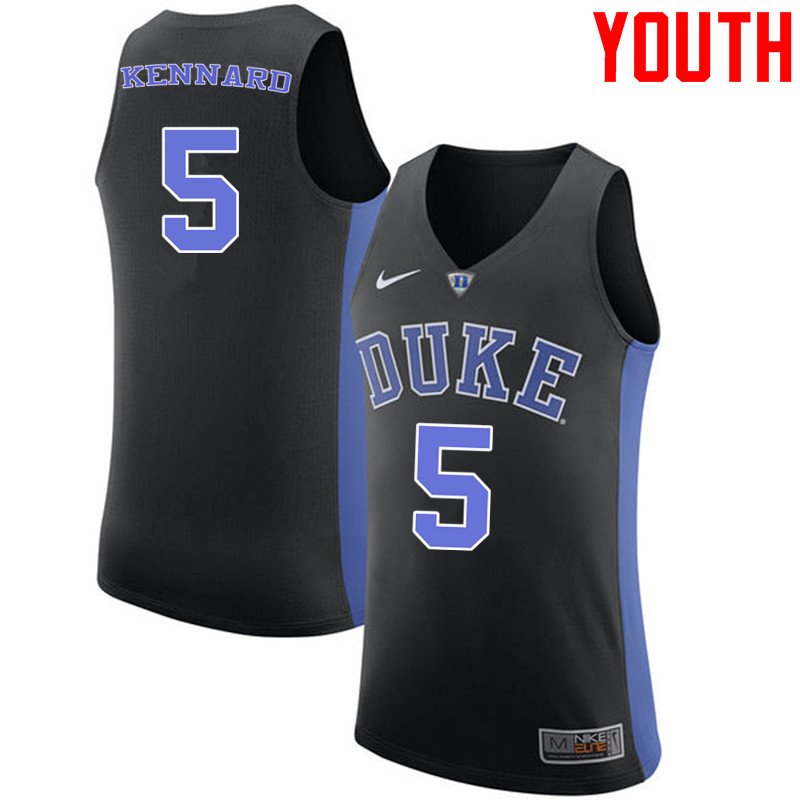 Youth #5 Luke Kennard Duke Blue Devils College Basketball Jerseys-Black - Click Image to Close